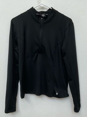 Spyder Active Black Pullover Quarter Zip Jacket Size Large Workout Gym